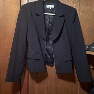 Zara Black Cropped Blazer with Zip Front